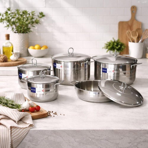 Korkmaz 18/10 Stainless Steel Cookware Set – 5 Pieces