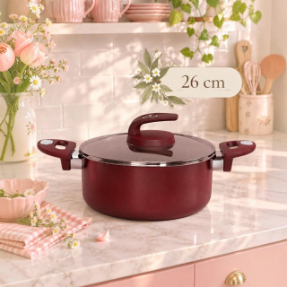 five stars Safecook with Nonstick Stockpot 26cm - Red