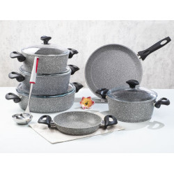 Tantitoni 10-Piece Grey Granite Cookware Set – Non-Stick & Durable