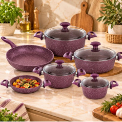 Tantitoni 10-Piece Grey Granite Cookware Set – Non-Stick & Durable