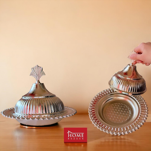 Metal candy Bowl with dome lid 15x17cm Zeyve