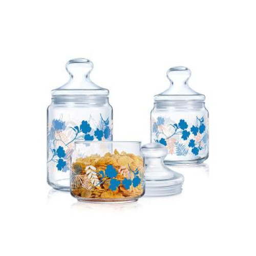 Luminarc Floral Mix Glass Jars Set 3 Pieces
