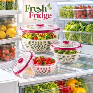 Plastic Bowls with Inner Colander Baskets – 3 Pieces