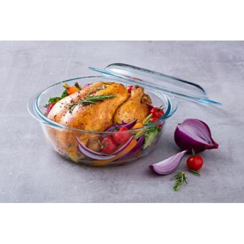 Pyrex Essentials Round Glass Casserole Dish Set – 3 Pieces with Lids