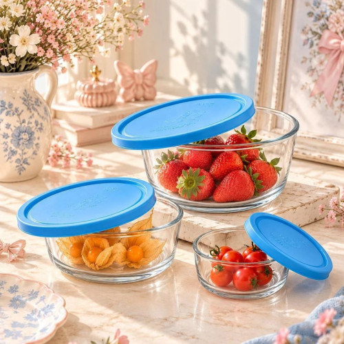 Food Storage Bowl Set with Lids – 6 Pieces (3 Bowls & 3 Lids)