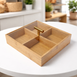 Bamboo Snack Box with 4 Compartments