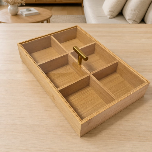 Bamboo Snack Box with 6 Compartments