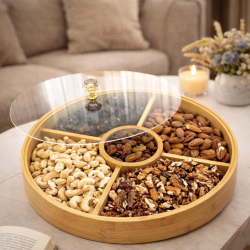 Round Bamboo Nuts Box