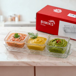 Bimiks Primo 3-Piece Glass Serving & Dip Set