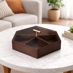 Bamboo brown Snack Box with 4 Compartments
