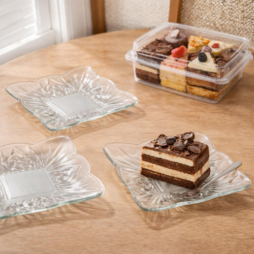 6 Pcs Clear Glass Dessert Plates – Elegant Tableware Set