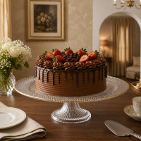 Clear Glass Cake Stand 33 cm | Elegant Dessert Stand