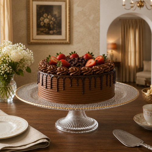 Clear Glass Cake Stand 33 cm | Elegant Dessert Stand