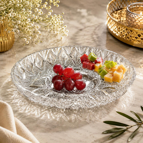 Glass Divided Serving Dish | Compartment Serving Bowl