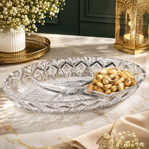 Glass Divided Serving Dish | Compartment Serving Bowl
