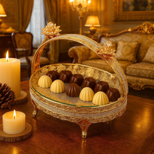 Gold Chocolat Serving Tray – 32 cm