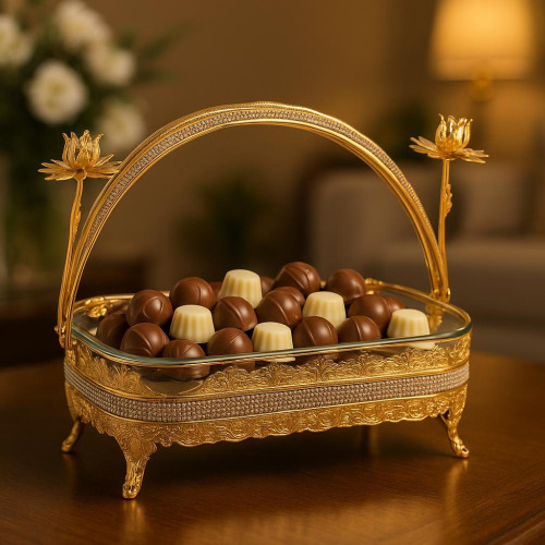 Gold Chocolat Serving Tray – 32 cm