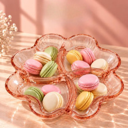 Pink Flower-Shaped Glass Plate