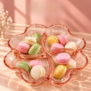 Pink Flower-Shaped Glass Plate