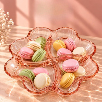 Pink Flower-Shaped Glass Plate
