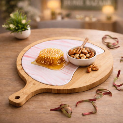 White Marble And Wood Cheese Board