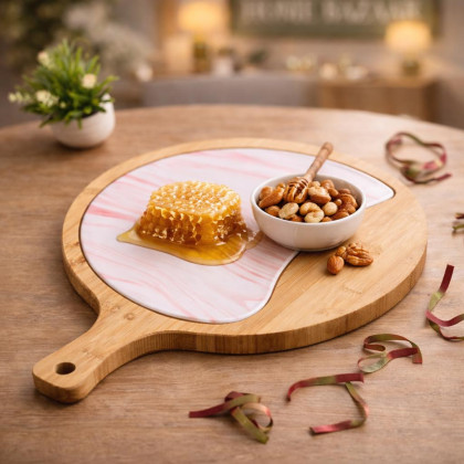 White Marble And Wood Cheese Board