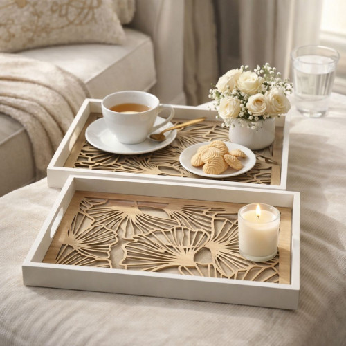 Wood Serving Tray Set – 2 Pieces