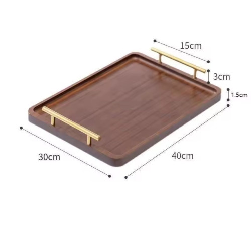 Brown Wooden Serving Tray Set – 3 Pieces