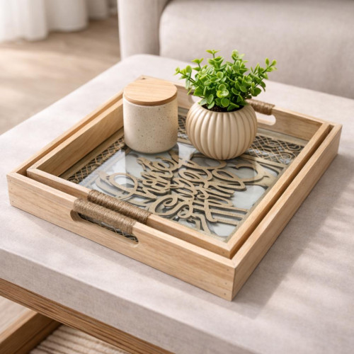 Elegant Wooden Tray Set – 2 Pieces