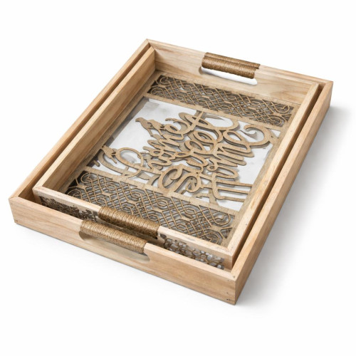 Elegant Wooden Tray Set – 2 Pieces