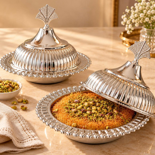 Metal candy Bowl with dome lid 15x17cm Zeyve