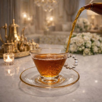 Transparent Tea Cups with Gold Line – Elegant Glass Tea Set