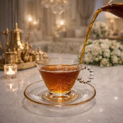 Transparent Tea Cups with Gold Line – Elegant Glass Tea Set