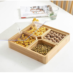 4-Piece Bamboo Square Serving Tray Set
