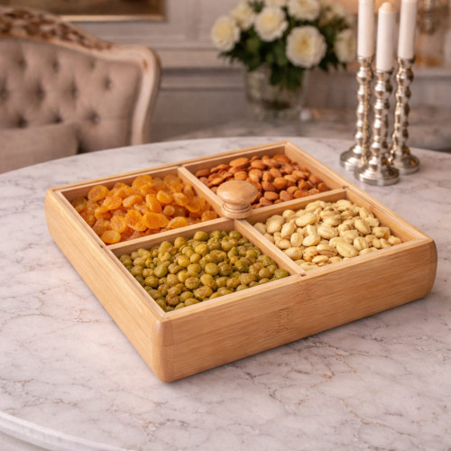 Square Bamboo Dry Fruit & Nuts Box