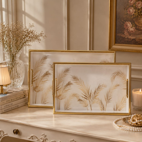 Classic Feather Serving Tray Set – 2 Pieces