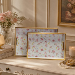 Floral Serving Tray Set – 2 Pieces