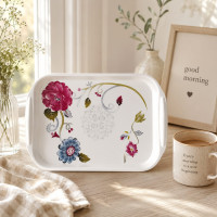 Floral Melamine Serving Tray 38x26 cm