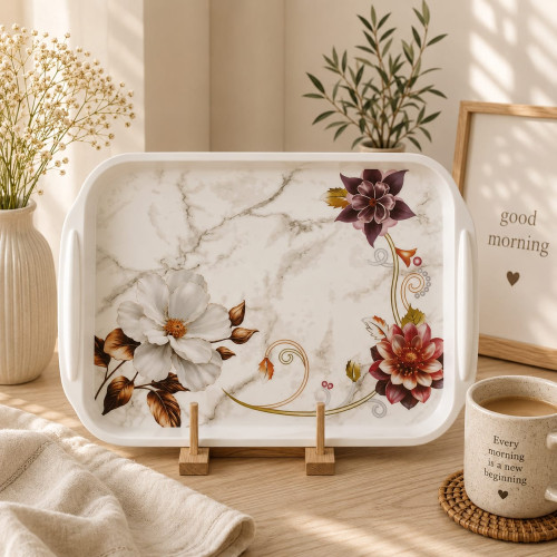 Floral Melamine Serving Tray 44x29 cm