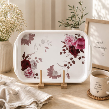 Floral Melamine Serving Tray 44x29 cm