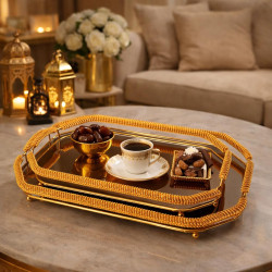 Gold Mirror Serving Tray Set | 2-Piece Tray Set