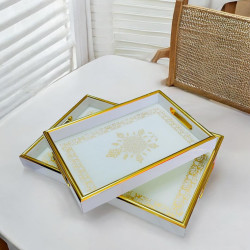 Luxury White and Gold Tray Set (2pcs) – Perfect for Home Styling & Serving