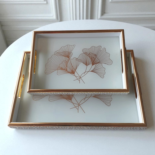 Luxury White and Gold Tray Set (2pcs) – Perfect for Home Styling & Serving