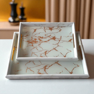 Luxury White and Gold Tray Set (2pcs) – Perfect for Home Styling & Serving