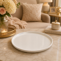 White Round Serving Tray | Elegant Serving Tray 40 cm