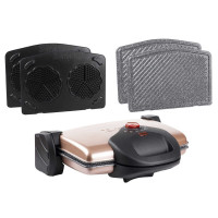 ROSE GOLD GRILL AND TOASTERS WITH GRANITE WAFFLE AND FLAT PLATE
