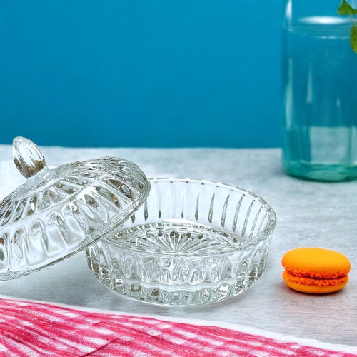 Crystal Glass Sugar Bowl – Elegant & Durable Design