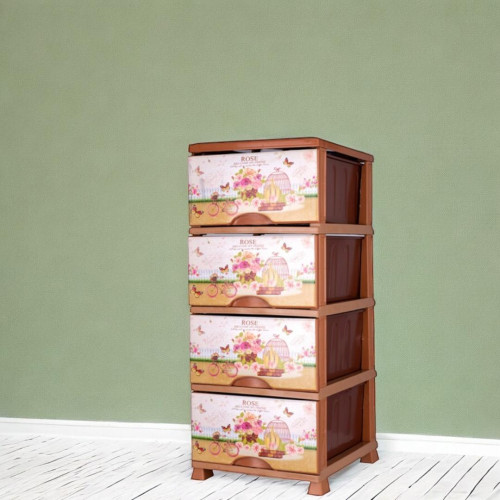 Premium Turkish Plastic Cabinet - 4 Drawers(rose)