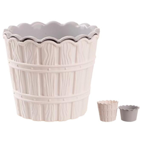 Violet House Bamboo White Flower Pot with Inner Insert – 7 Litre