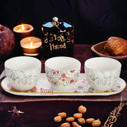Sweet Bowls Set With Porcelain Tray 3 Pcs otantik – White